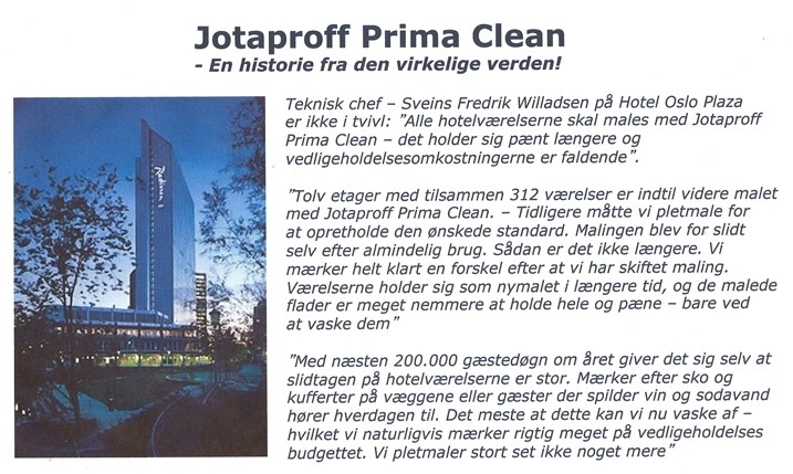 ​Jotun brochure, avisartikle og hotelartikel